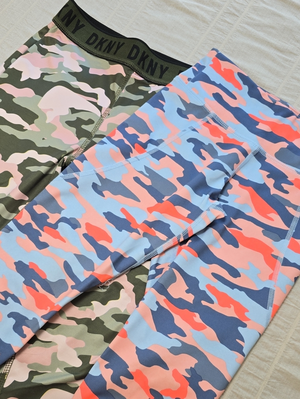 DKNY Girls' Camo Pink & Old Navy Blue Camo Active Leggings Size 8 (Lot of 2)